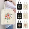Beginners Sewing Thread Embroidery Hoops Flower Pattern Embroidery Kit Instructions Canvas Tote Bag