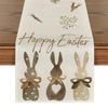 Happy Easter Bunny Placemats Gnome Rabbit Burlap Table Runner Spring Easter Party Table Decoration Reusable Table Runner