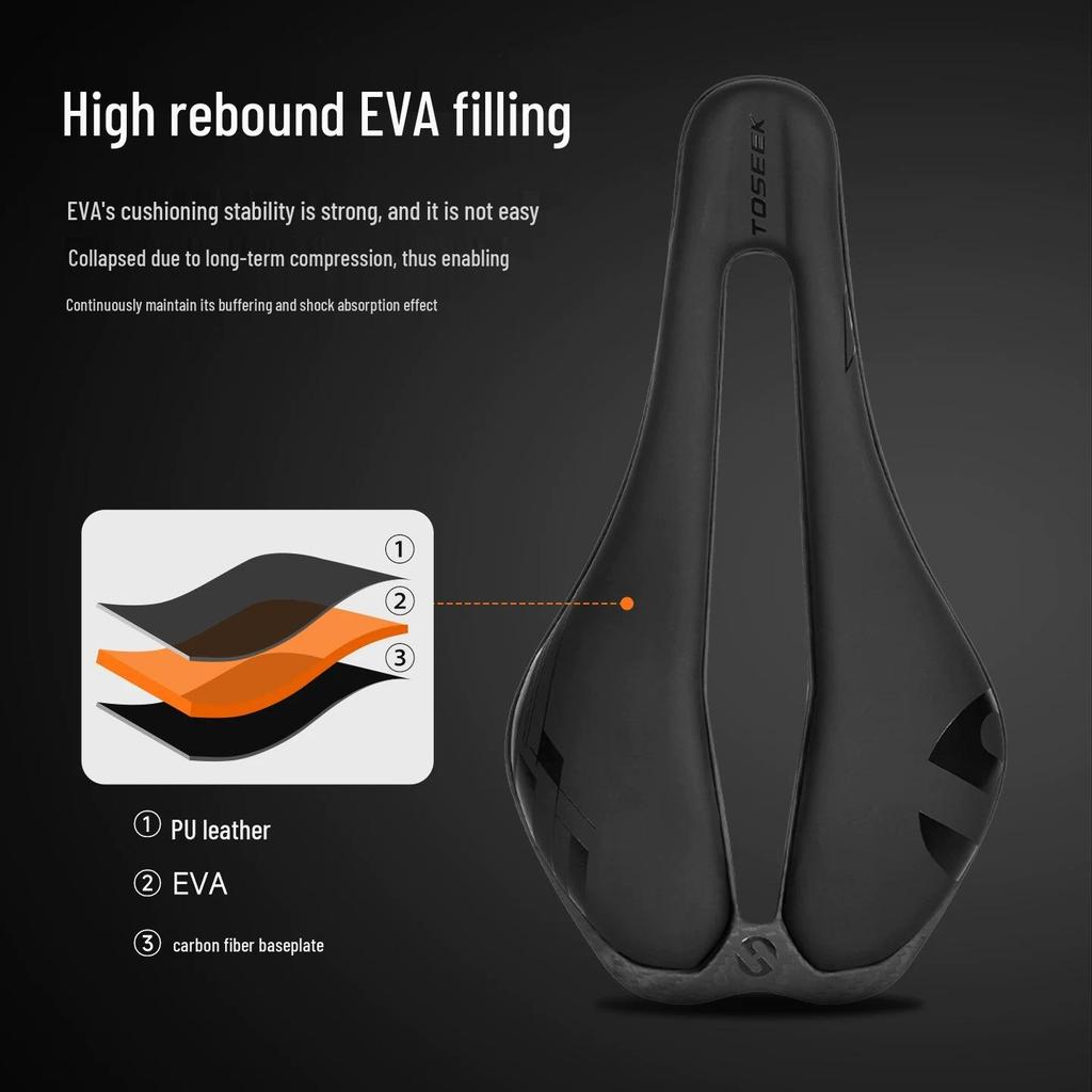TOSEEK Carbon Fiber 3D Printed Bike Saddle Q11 - Super Light EVA Road & Mountain Seat