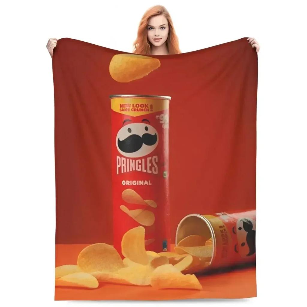 Фланелевые одеяла с чипсами Pringles, картофельные снеки, забавные пледы для дома, коврик 125*100 см