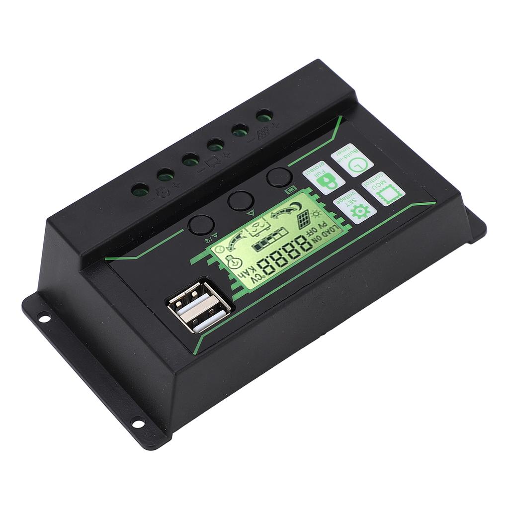 Контроллер солнечной зарядки 20A 2 USB выхода ШИМ-управление 3 этапа зарядки Регулятор солнечной панели 12V 24V