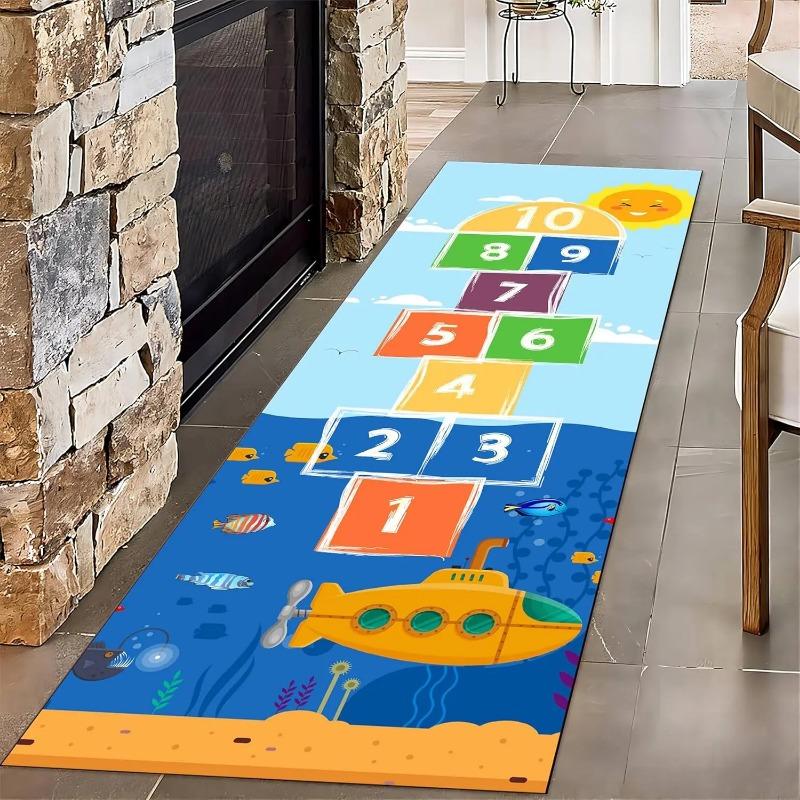 Colorful Hopscotch Runner Rug Cartoon Letter Children's Non-Slip Play Mat Fun Home Decor Children's Game Area Education Carpet