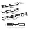 3D Metal Build Your Dreams Letter WORD Logo Emblem Badge Car Bag Signplate Decal Sticker для BYD Han Song Tang Qin PLUS Atto 3