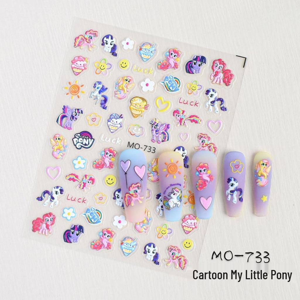 3D Наклейки для ногтей My Little Pony для детей - Рельефные мультяшные дизайны DIY