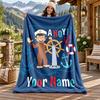 Curioso George Custom Name Flannel Blanket Personalized Soft Warm Plush Throw Blanket Customized Gift for Family Friends