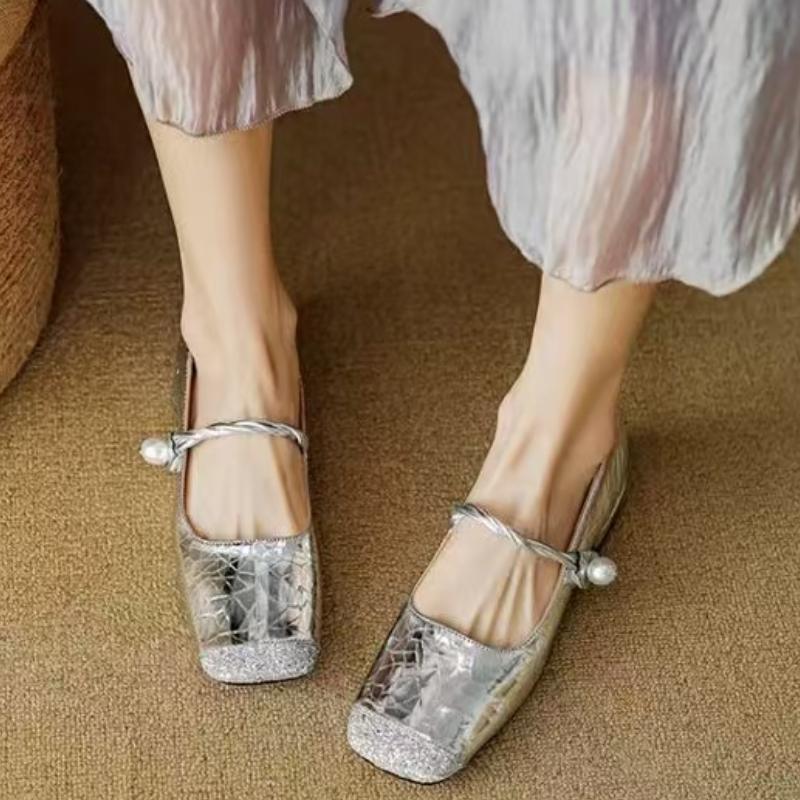 Fashion Square Heel Single Shoes Autumn New Square Toe Shallow Mouth One Strap Soft Sole Non-slip Kitten Heel Shoes
