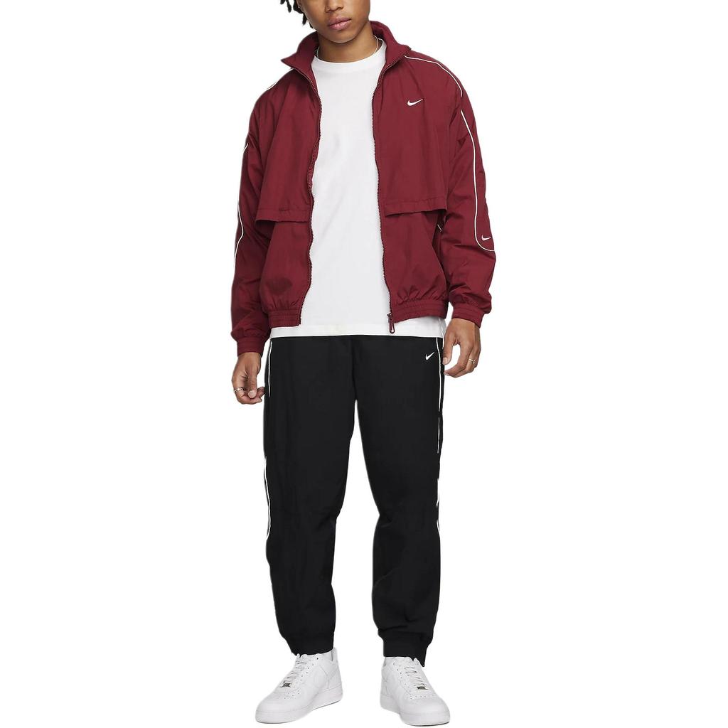 Nike Sportswear Solo Swoosh Logo Embroidered Zip-Up Stand Collar Long Sleeve Jacket Men Jackets FB8622-677