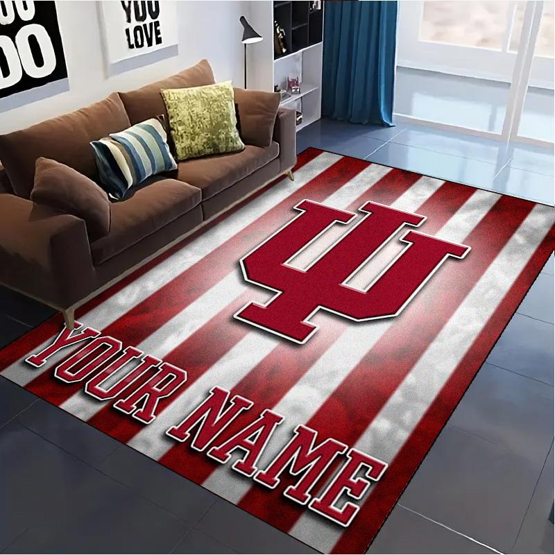 Name Custom Indiana Hoosiers football Carpet Rug for Living Room Bedroom Home Sofa Decoration,Kids play Non-slip Floor Mat