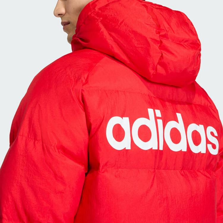 adidas Мужские пуховики Легкий алый с капюшоном Умеренный пуховик KS6480
