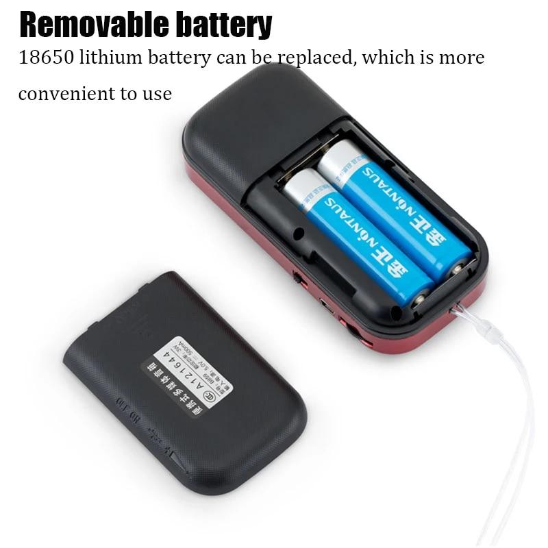 Мини-портативный FM-радио Перезаряжаемый радиодинамик MP3-плеер со светодиодным дисплеем HD Поддержка двойной TF-карты Память при выключении питания