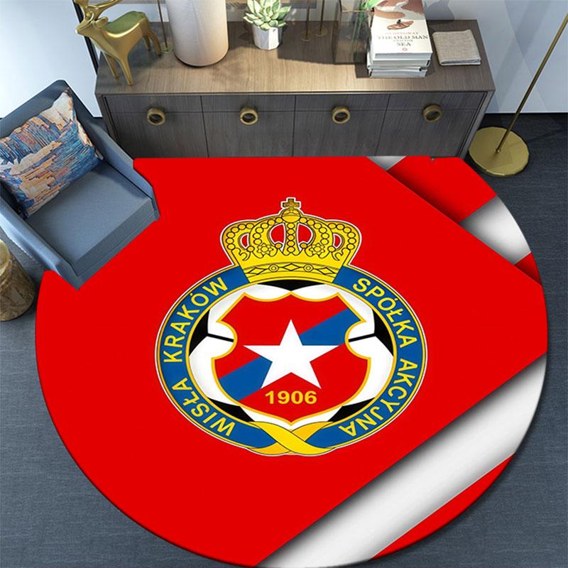 Wisla Krakow logo pattern round rug,Carpet Rug for Living Room Bedroom Playroom ,Non-slip Floor Mat,Holiday Gifts and Birthday Gifts.
