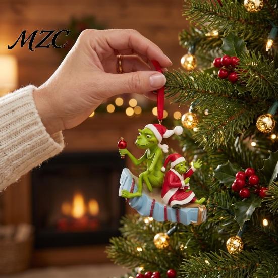 Christmas Tree Hanging Ornaments Green Elf Ornament, Flat Acrylic Pendant Festive Ornament for Home Car Mirror Backpack, Holiday Decorations