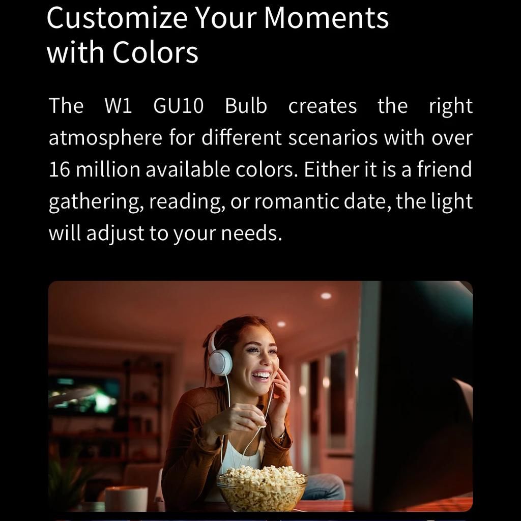 Xiaomi Умная светодиодная лампа Yeelight GU10, красочная W1, приложение для синхронизации музыки и игр, голосовое управление, энергосберегающий свет, длительный срок службы