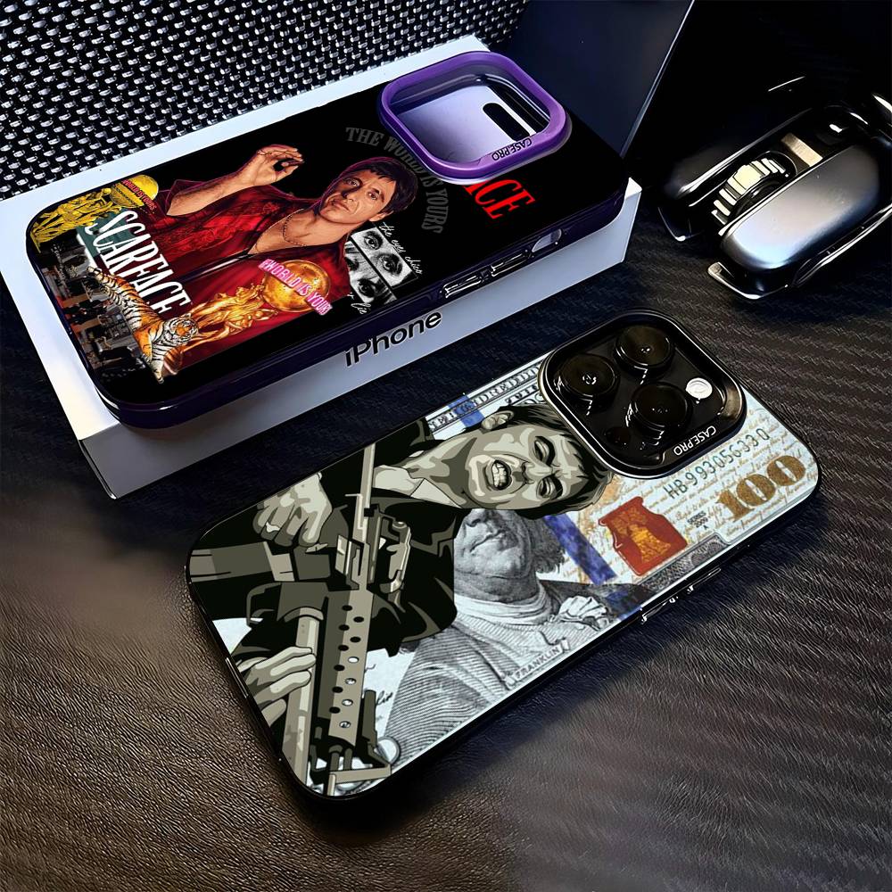 Классический S-Лицо со шрамом Тони Для iPhone 11 12 13 14 15 16 17 Pro Max Plus Цветной Черный Матовый Чехол для Телефона