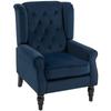 Wingback Accent Chair, Retro Upholstered Button Tufted Occasional Chair for Living Room and Bedroom, Dark Blue