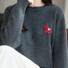 Navava Women Horse Embroidery PoinT Round Neck Long Sleeve KniT T Nk3556
