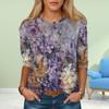 Женские осенние топы с принтом пышных цветов, повседневная футболка с длинным рукавом, топ, блузка
