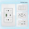Italy Chilean Socket with Usb Type C 20W,US Brazil Thai Plug for Quick Charging Wall USB C Power Outlet Glass Light Switch Panel