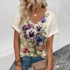 Модная футболка с цветочным принтом 3D, женская уличная одежда, летние повседневные футболки, топы Y2k, женские футболки Harajuku с V-образным вырезом, свободная одежда