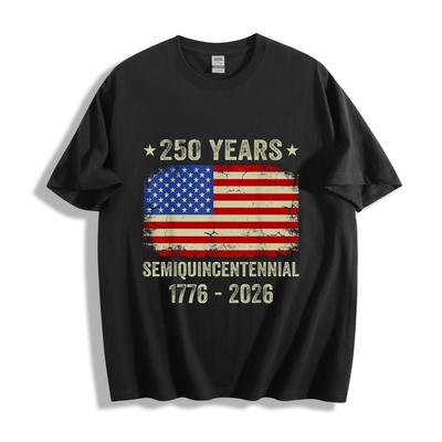 Футболка с флагом США к 250-летию (Полуквинцентениум) - Ретро Унисекс