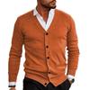 Men Solid V Neck Cardigan Knitted Jumper Long Sleeve Button Up Warm Sweater Tops