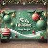 New Year Display Pine Branch Holiday Backdrop Xmas Display Red Decorative Festive Banner For New Year Celebration Indoor Event
