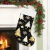 Christmas decoration fireplace hanging stocking 1pc Christmas Stocking, Black with Golden Christmas Tree Pattern, Christ
