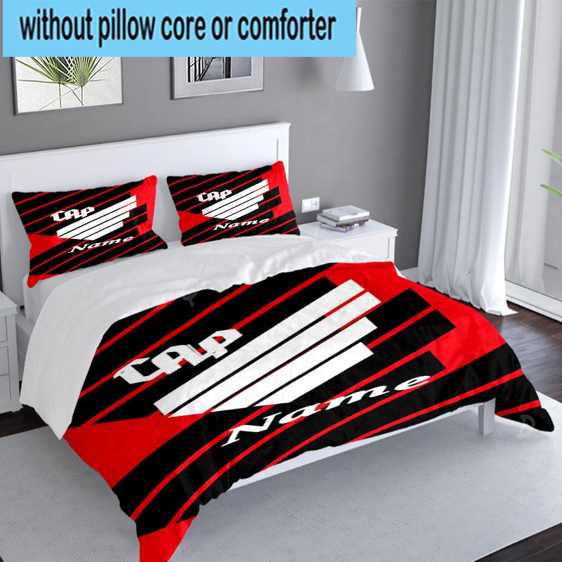 3PCS Custom Name Cap Logo Design Bedding Set, Including 1pc Duvet Cover And 2pcs Pillowcases, Suitable for dorms and bedrooms Gift