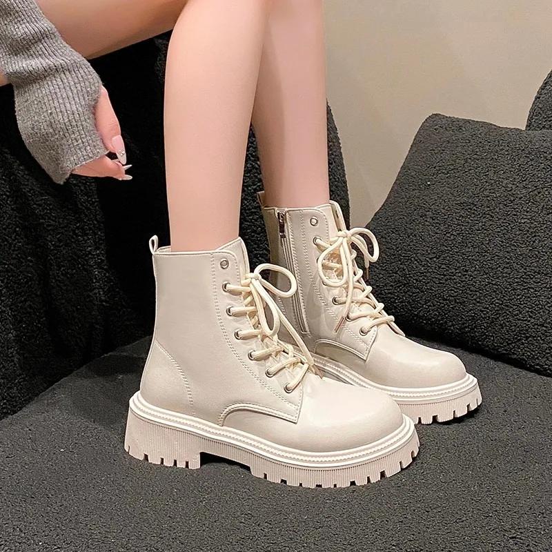 Fashion European American Leopard Print Short Boots 2024 Autumn Winter British Style Thick Soled Short Tube Motorcycle Boots for Women