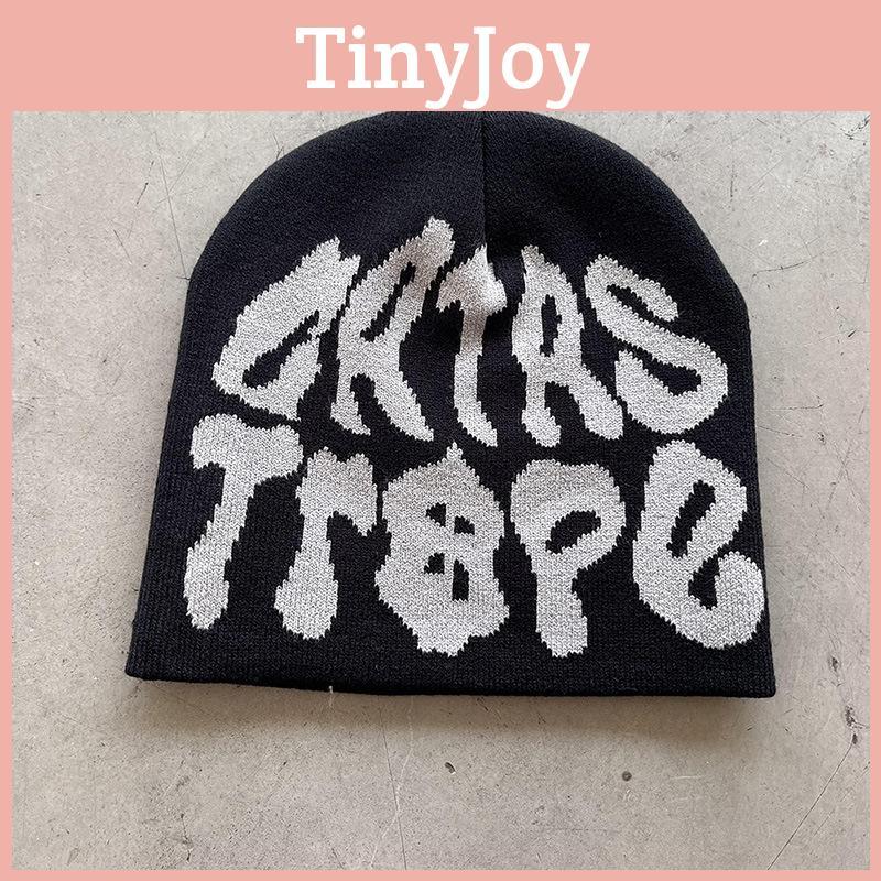 Trendy High Top Knitted Hat With Letter Graphics For Fall Winter Streetwear