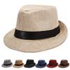 Men's Cotton Linen Fedora: Breathable Sun Protection Hat for Outdoor Activities