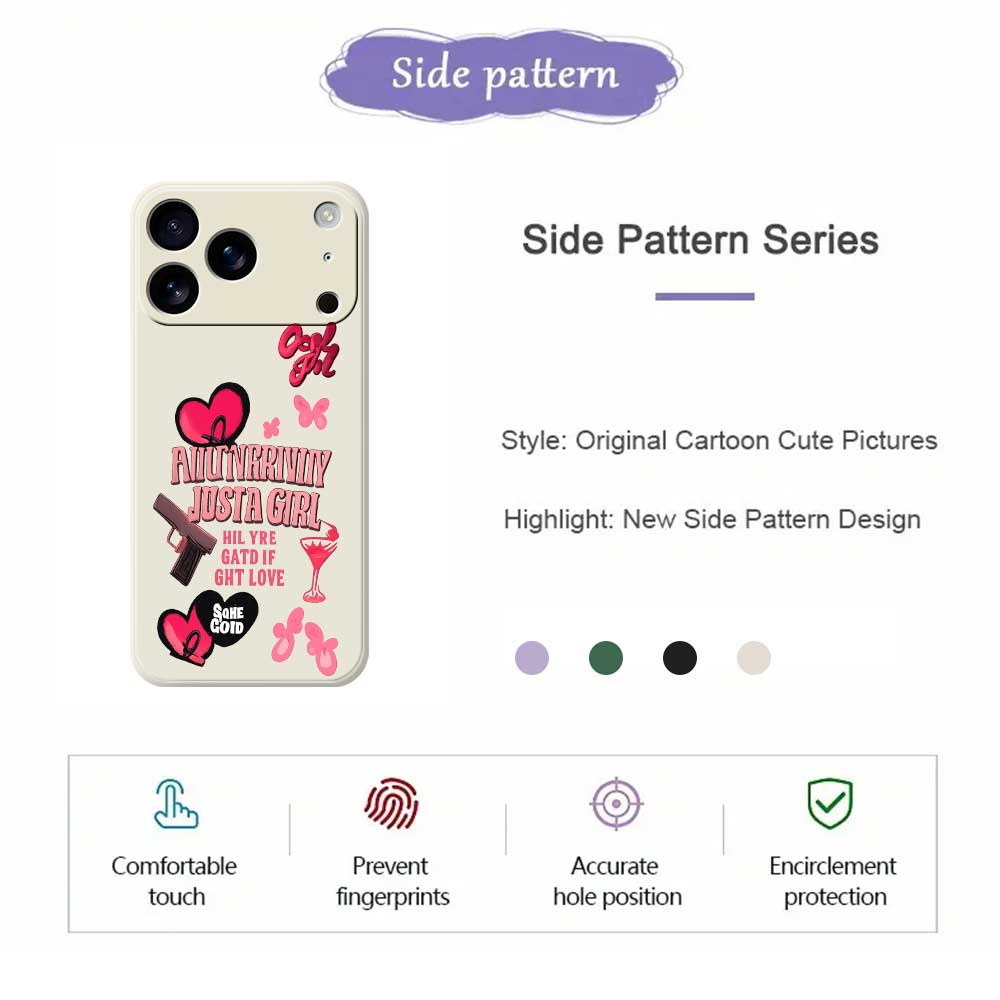 For iPhone 17 Pro Max Case Pink Elements Pattern Printing Straight Edge TPU Phone Back Cover