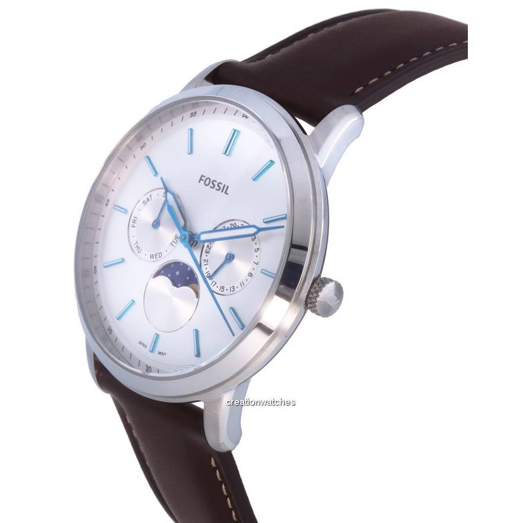 Fossil Нейтра минималистичные кварцевые мужские часы с серебряным циферблатом и фазой Луны FS5905