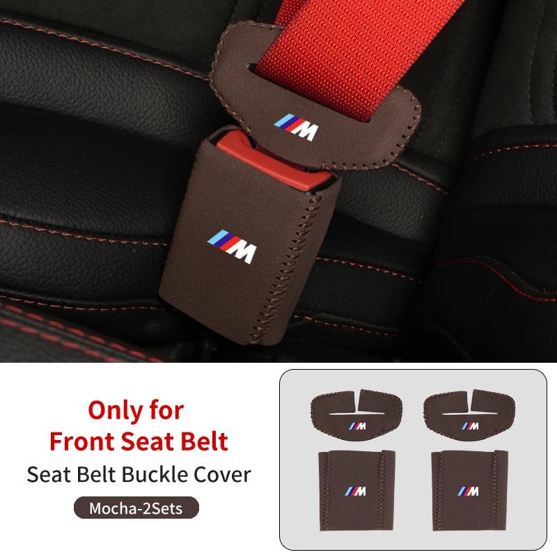 BAAK1 New 2025 2PC Car Seat Belt Buckle Protective Cover Safety Belt Plug Clip Case For BMW M X1 X3 X5 X6 X7 E30 E90 M3 E84 E83 E91 E7