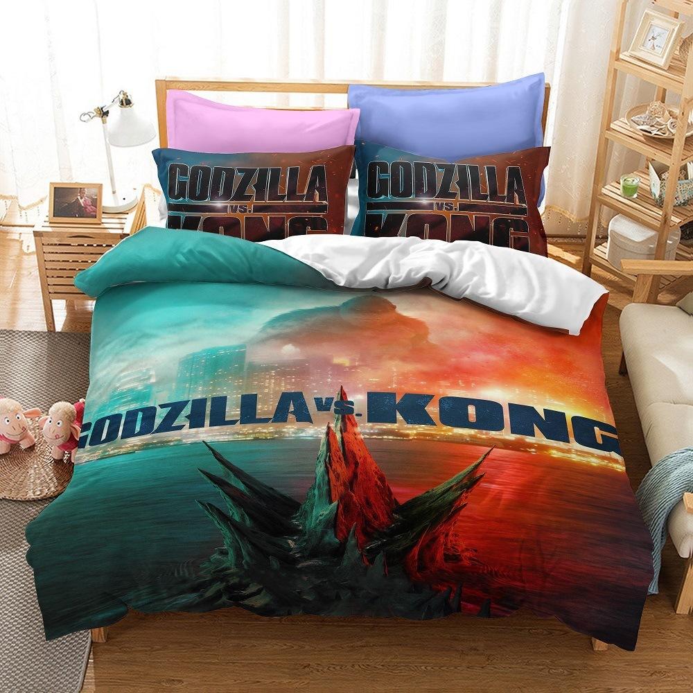 3D Printing Monsters G-Godzillas Bedding SetVS KingKongs Duvet Cover Set with Pillowcase 2/3pcs Quilt covers Twin Queen Single
