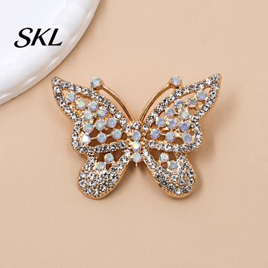 Butterfly Shape Brooch Rhinestone for Women, Vintage Lapel Secure Clasp Pin Pin, Hats Clothes Dress Decorative Jewelry Accessories Electroplated