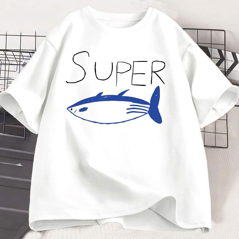 Kpop Korean Jin Super Tuna Fish Tshirts Fashion Vintage Short Sleeve Tshirt Unisex Unisex Clothing Cotton Casual Oversized T Shirt