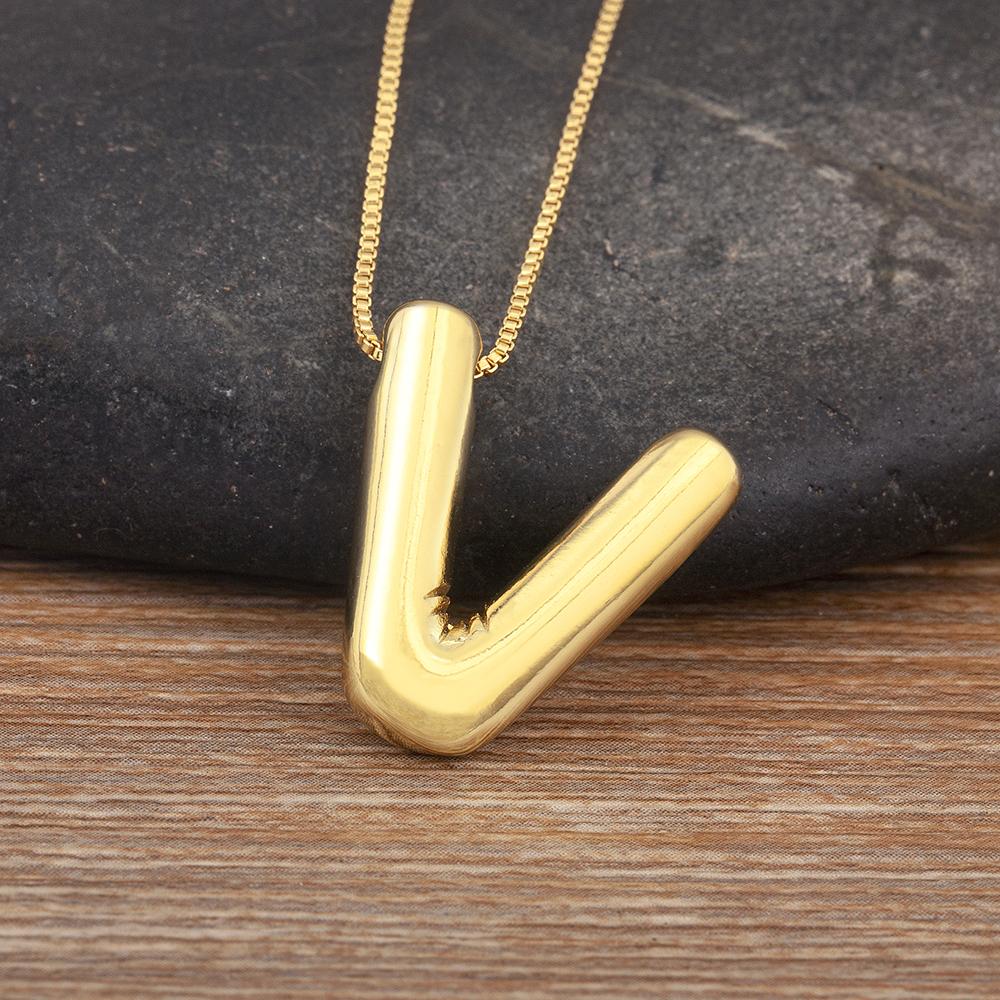 Nidin New Retro Punk Style Copper A-Z Letters Pendant Necklace Initials Alphabet For Women Vintage Name Jewelry Daily Party Gift