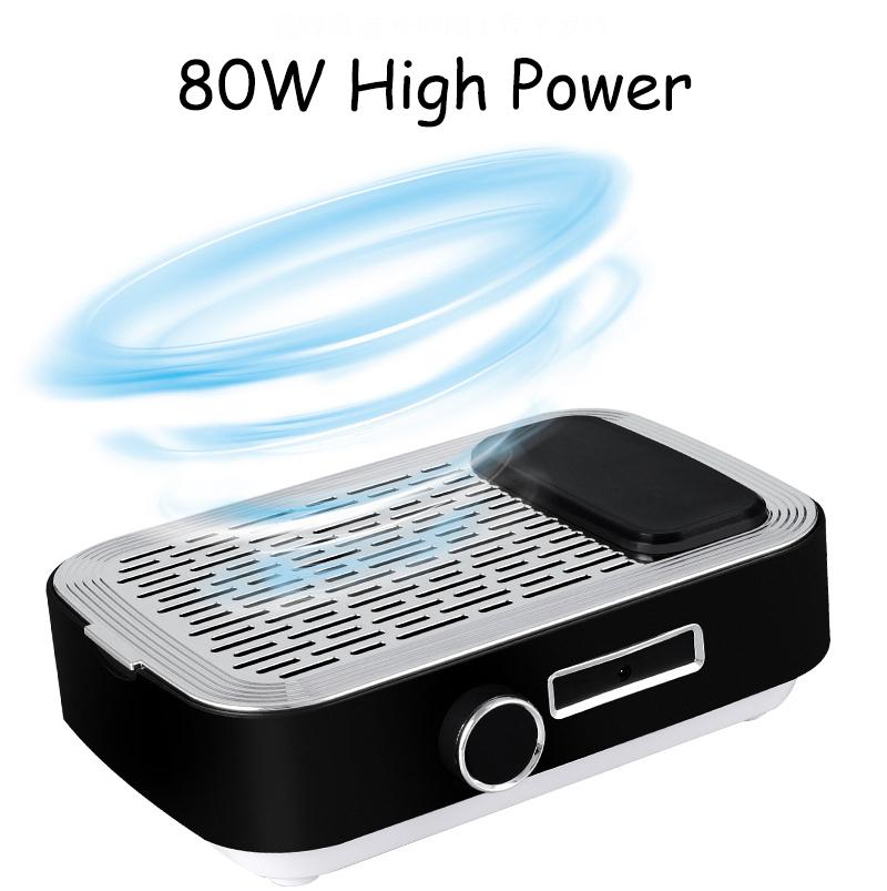 80W Strong Suction Nail Vacuum Collector for Manicure Tools Nail Fan with Filter for Nail Art Salon Equipment Nails Dust Cleaner