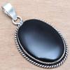 Pendant Black Obsedian Gemstone Mother'Day Gift Silver Jewelry 2"