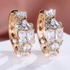 Fashionable Champagne Gold Rectangular All White Diamond Water Drop Love Earrings Exquisite Women's Fashion Earrings