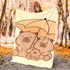 Kapibara Flannel Blanket Soft Warm All-Season Throw, Design for Camping, Car Travel, Hiking Sofa, Bed, Office Perfect Gift for Parties
