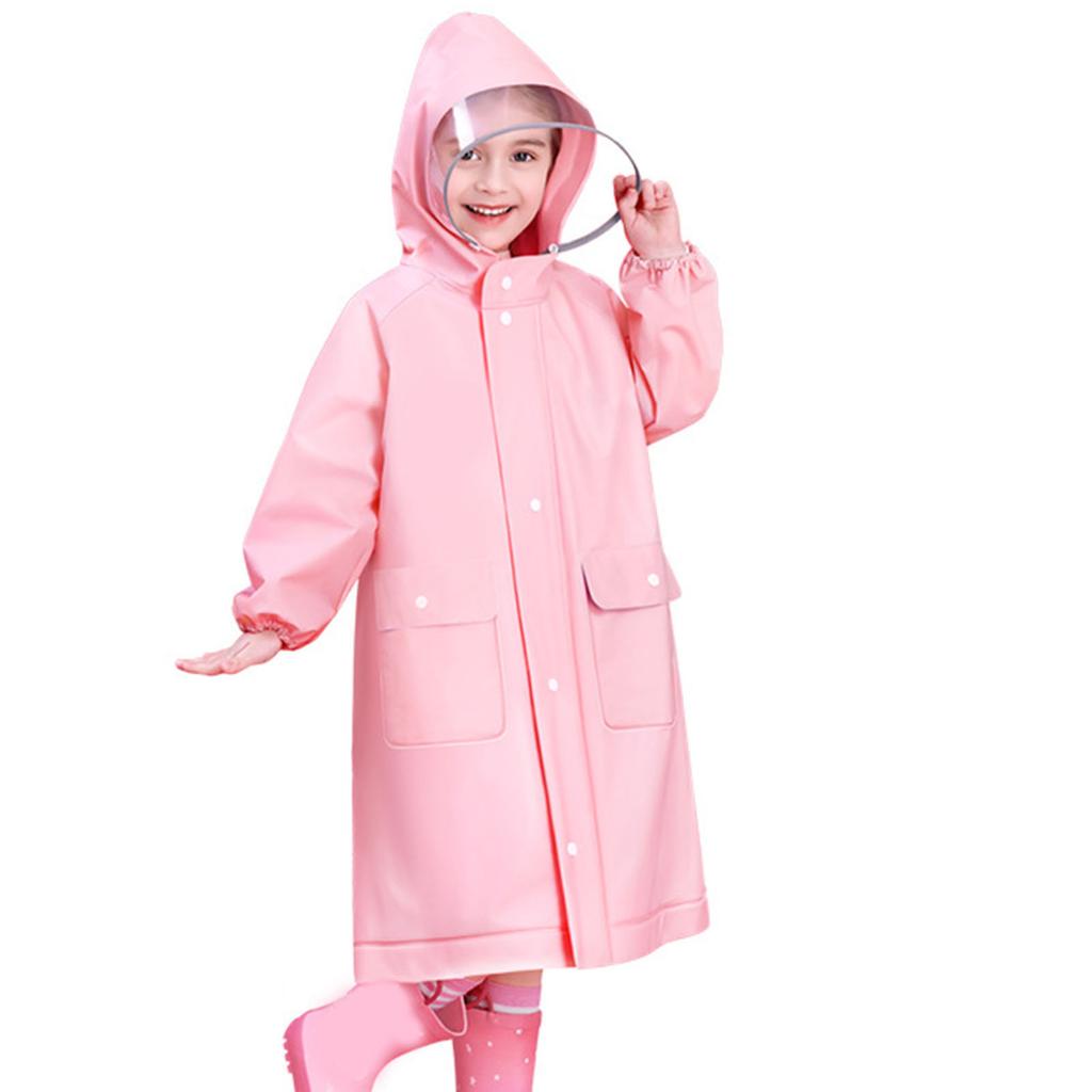 Kids Raincoat Sakura Pink Cute Waterproof Lightweight Durable Kids Rain Jacket with Backpack Slot