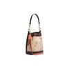 New COACH Bucket Classic Jacquard Leather Bucket Bag, Handbag, Shoulder Bag Trumpets Women's Beige & Dark Brown CK524-IMOT4