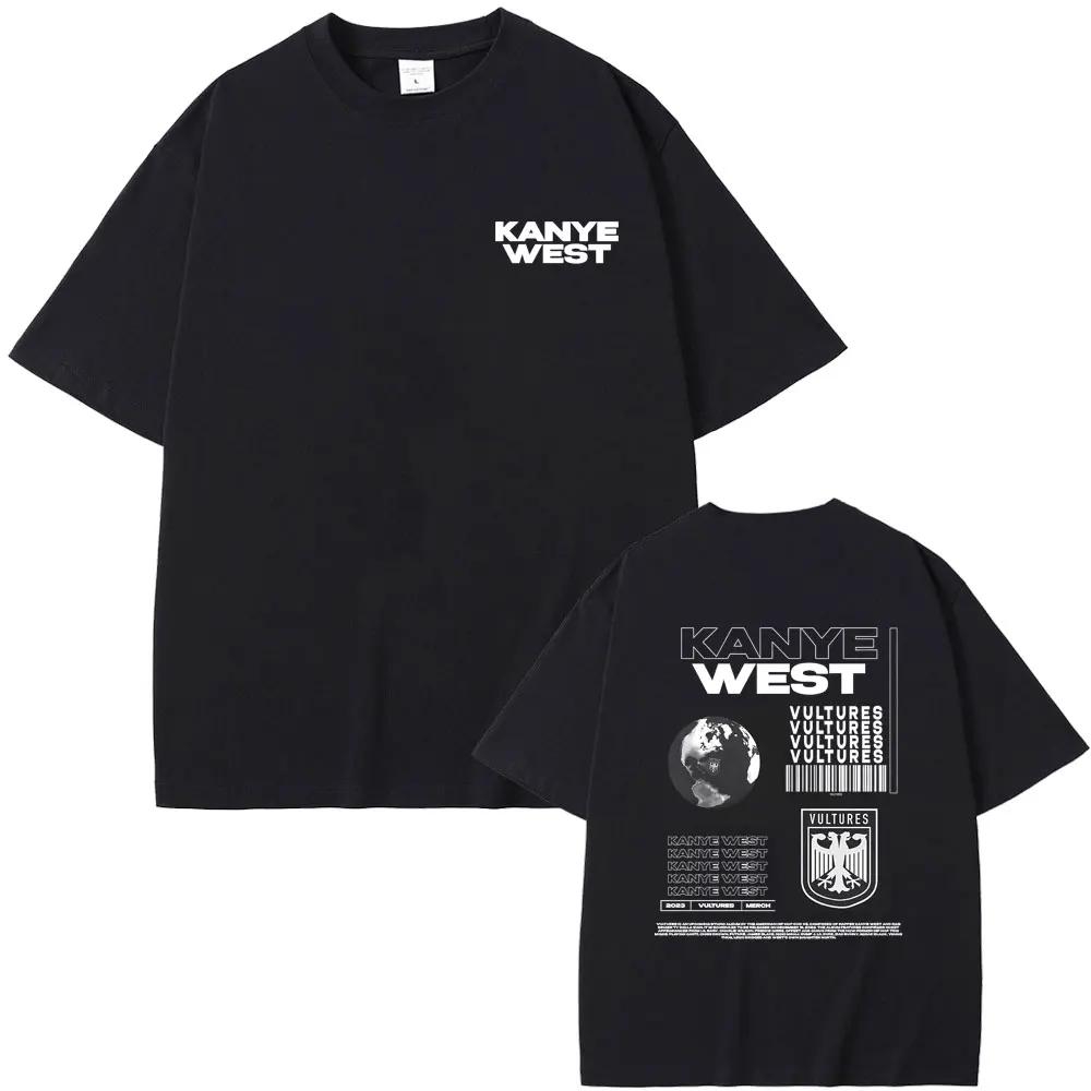 Rapper Kanye West Vultures New Music Album Graphic T Shirts Unisex Women Hip Hop Fashion Oversized Tshirts Male Cotton Tshirt