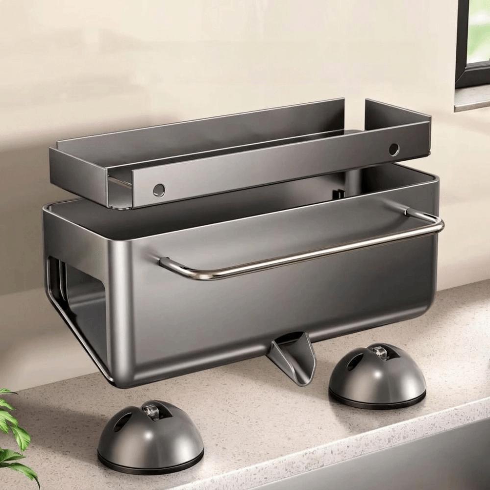 Punch Free Sink Storage Rack Wall Mounted Dishcloth Drying Rack Suction Cup Sink Drain Rack Sponge
