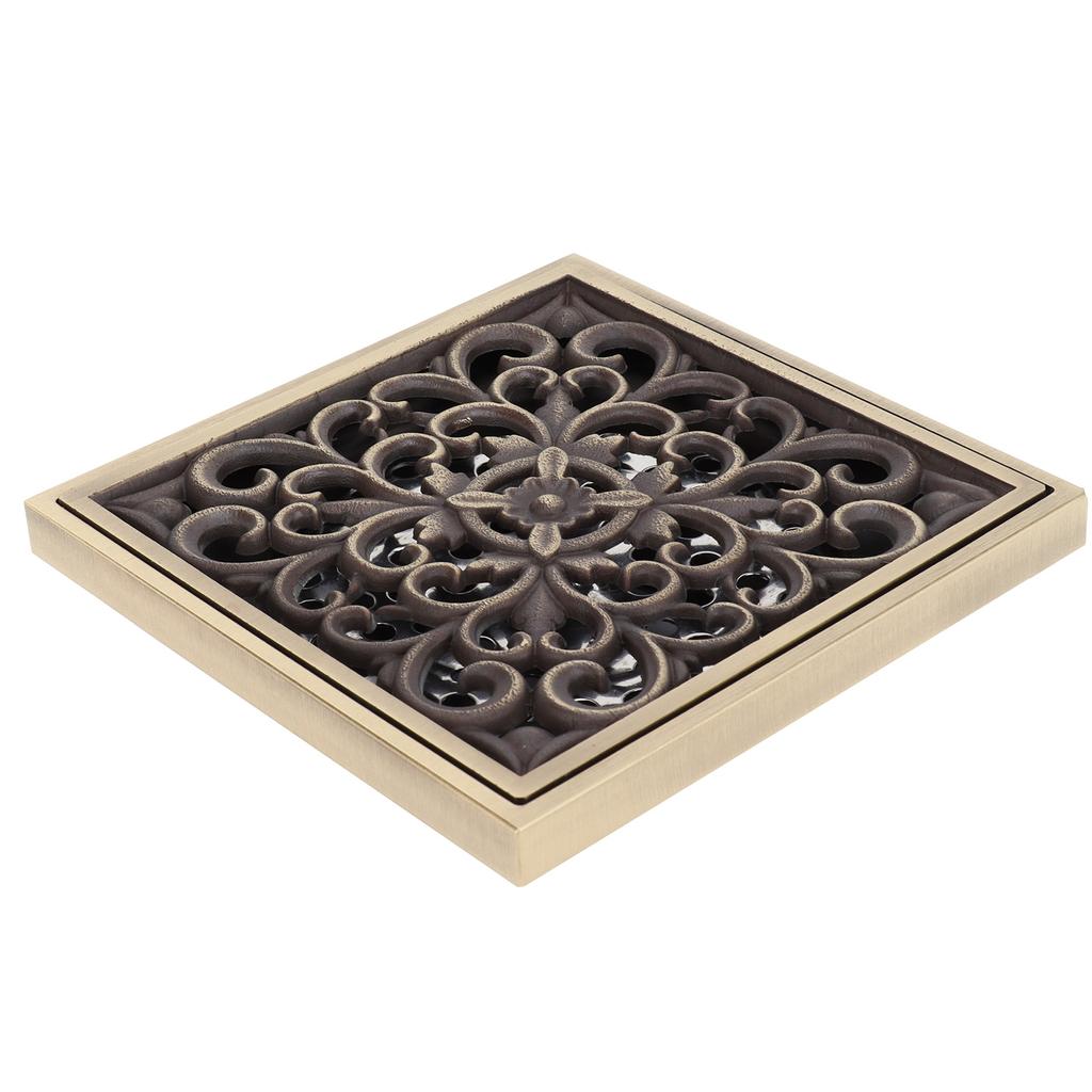 Floor Drain Antique Copper Shower Drain Kit for Home Hotel Bathroom Toilet 10x10cm