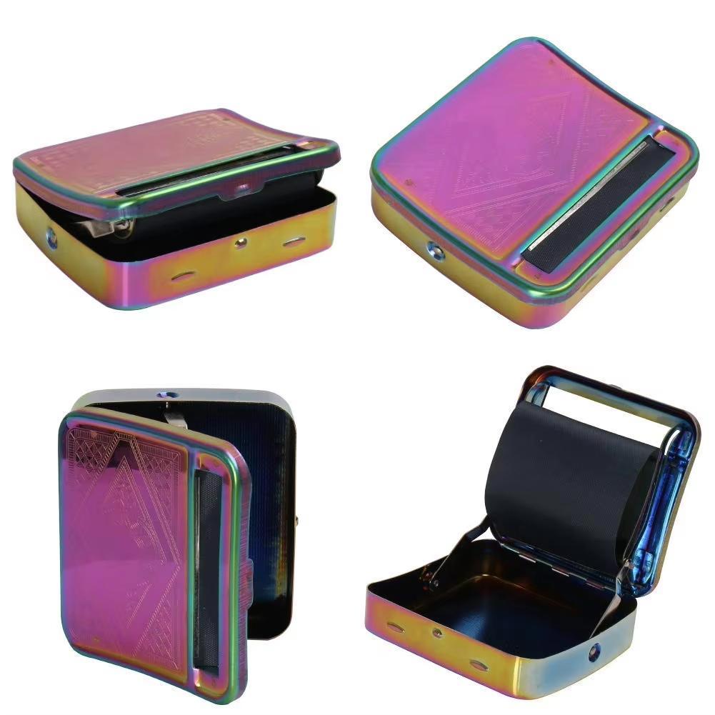 Manual Rolling Machine Portable Metal Cigarette Storage Box for 70/78/110MM Roll Paper Roller Wrapping Maker Smoking Accessories