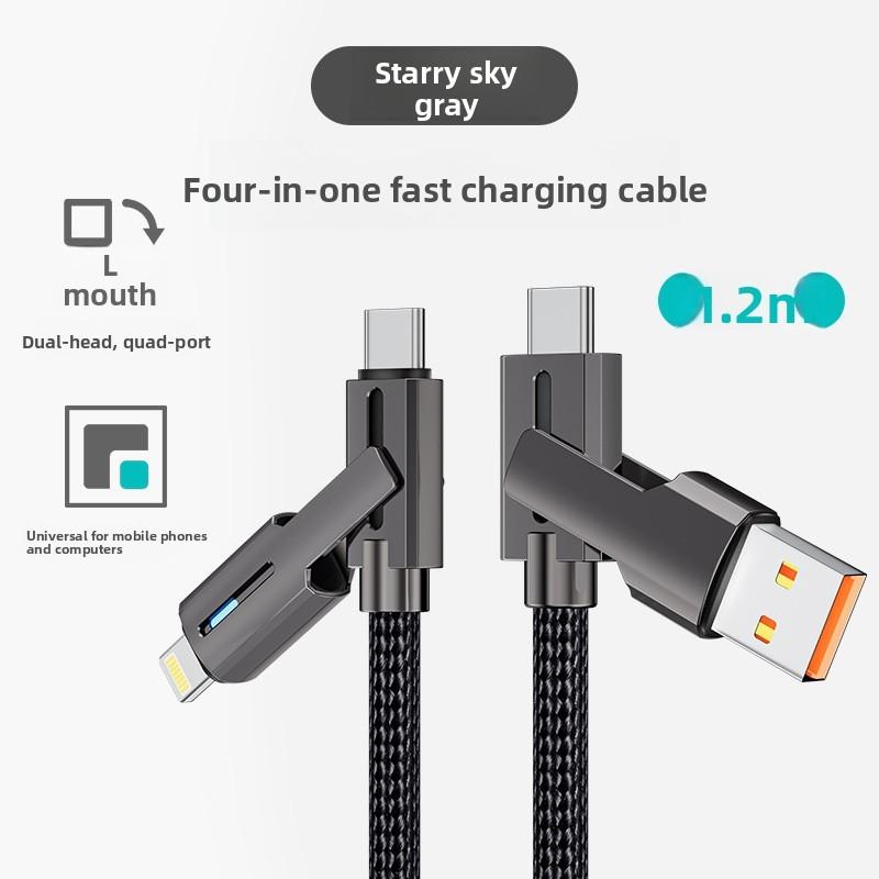 Быстрая зарядка 100 Вт, мульти-кабель для Apple, Huawei, Xiaomi, с разъемами Lightning и Type-C