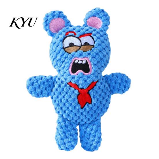 Durable Plush Toys for Daily Chewing Stuffed Animal Dog Toy, Squeaky Pet Chew Funny Cartoon Character Bear Bunny Deer Design, Teething Toy Puppies,